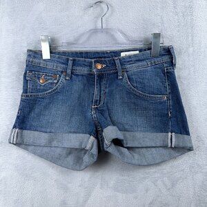 H&M Denim Jean Shorts Womens Size 8 Rolled Cuff Hem Low Rise Blue